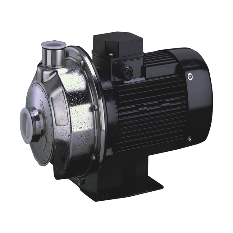 非自吸不銹鋼臥式單級離心泵，主要零部件采用不銹鋼板沖壓結(jié)構(gòu)，配加長軸電機(jī)，軸向入口和徑向出口。